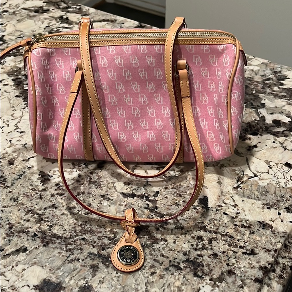 Dooney & Bourke Pink and Tan Shoulder Bag with Elegant Design